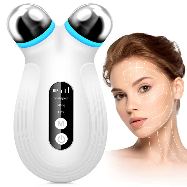 Appareil de beauté micro-courant EMS avec fonctions de levage et de stimulation pour la peau.