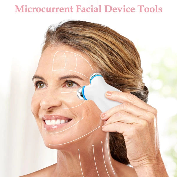Appareil de beauté micro-courant EMS avec fonctions de levage et de stimulation pour la peau.