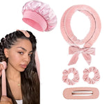 Ruban Boucleur Velours Sans Chaleur – Bigoudi Satiné, Bonnet Nuit & Outil Coiffure Sans Fer
