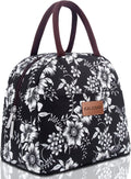 Lunch Bag for Women Men Adult Lunch Box (White Flower), M