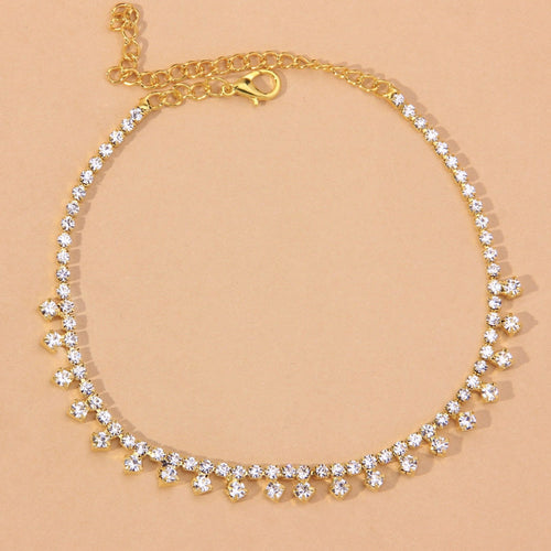 Bijou de cheville pour femme en forme de goutte d'eau avec strass (argent/or)