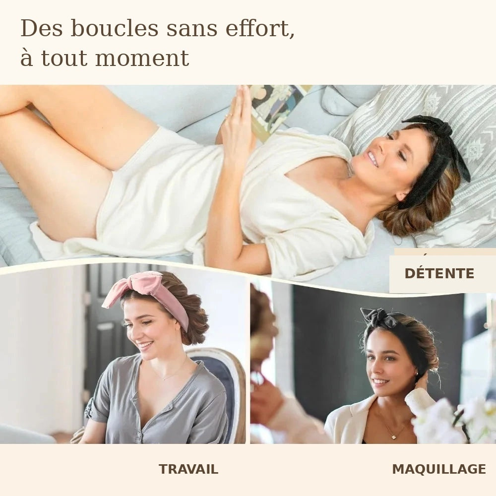 Ruban Boucleur Velours Sans Chaleur – Bigoudi Satiné, Bonnet Nuit & Outil Coiffure Sans Fer