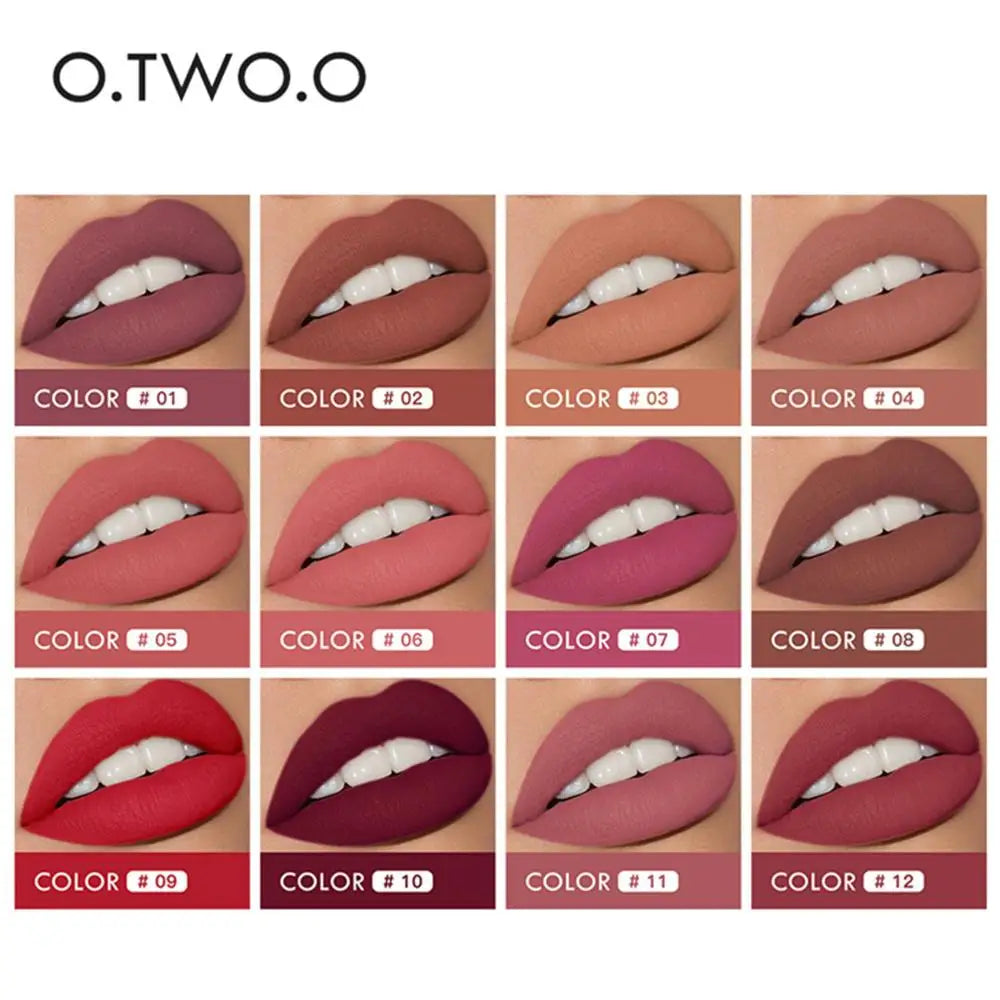 Vibrant 12-Color Matte Lipstick Set - Long-Lasting, Waterproof Lip Gloss for All-Day Moisture and Stunning Looks
